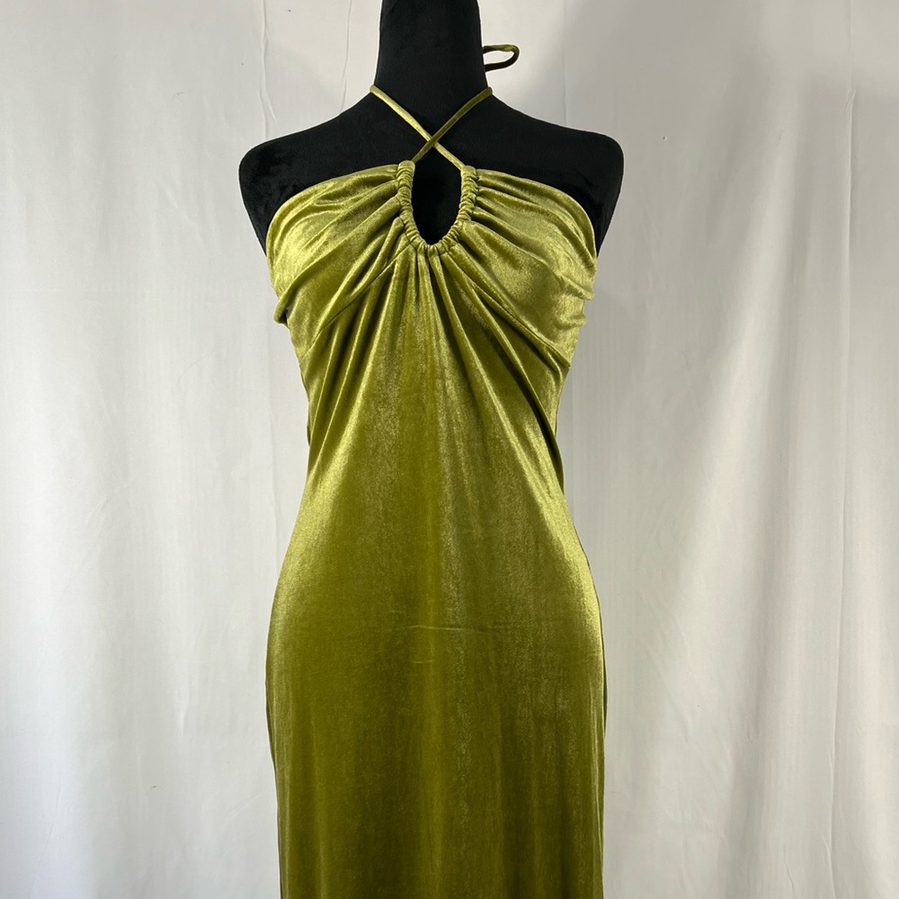 Sage Green velvet, halter, midi dress, large, NWT - Picture 8 of 10